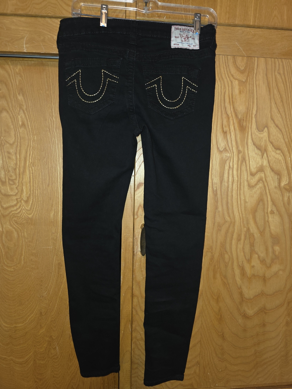 True Religion Black Skinny Jeans with Contrast Stitching